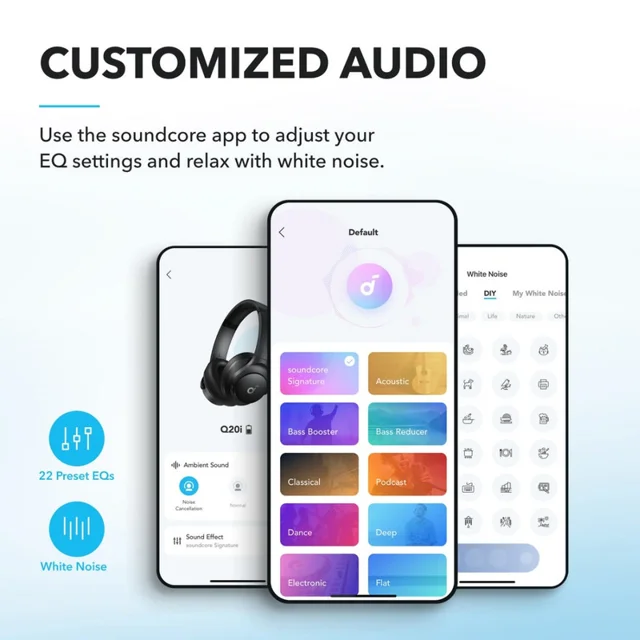 هدفون بلوتوثی انکر مدل Soundcore Q20i با نویز کنسلینگ فعال (ANC)، درگاه شارژ USB Type-C، د 102762994